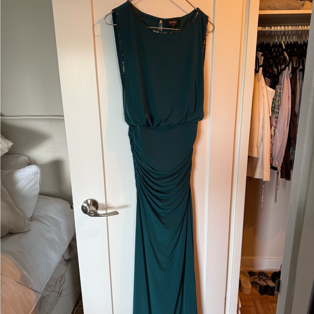 Laundry By Shelli Segal Green Ruched Maxi Gown